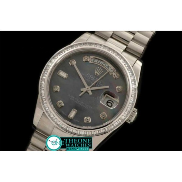 ROLEX - SS Sq Cut Diam Bez Pres MOP Blk Diam Swiss Eta 2836-2