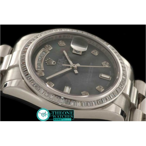 ROLEX - SS Sq Cut Diam Bez Pres MOP Blk Diam Swiss Eta 2836-2