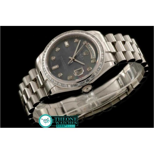 ROLEX - SS Sq Cut Diam Bez Pres MOP Blk Diam Swiss Eta 2836-2