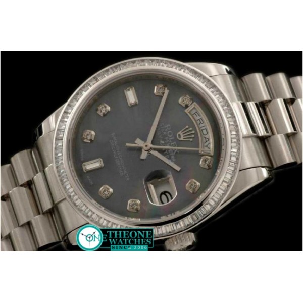 ROLEX - SS Sq Cut Diam Bez Pres MOP Blk Diam Swiss Eta 2836-2