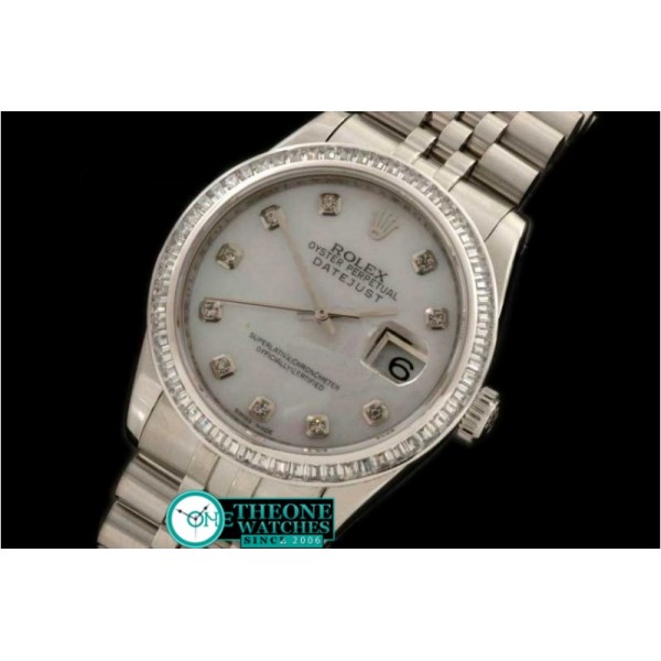 ROLEX - SS MOP Wht Sq cut Bez Jubliee Swiss Eta 2836-2