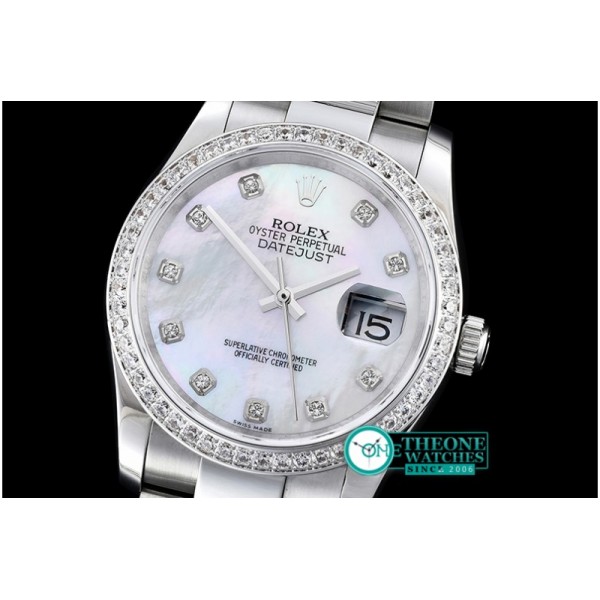 Rolex - DateJust Mens 36mm SS/SS Wht MOP Diam BP Asia 2836