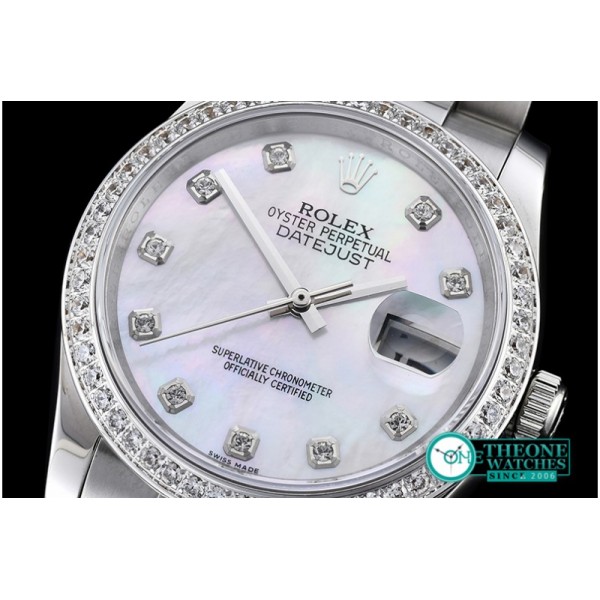 Rolex - DateJust Mens 36mm SS/SS Wht MOP Diam BP Asia 2836