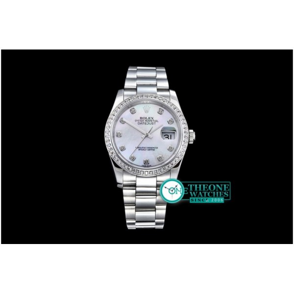 Rolex - DateJust Mens 36mm SS/SS Wht MOP Diam BP Asia 2836