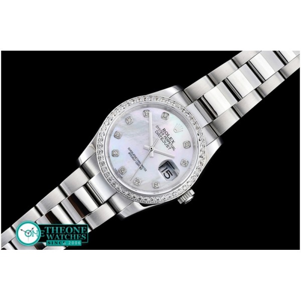 Rolex - DateJust Mens 36mm SS/SS Wht MOP Diam BP Asia 2836