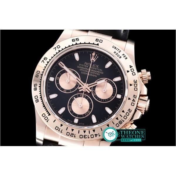 Rolex - Daytona 18K RG Wrp RG/LE Blk Stk BP A7750 Mod4130