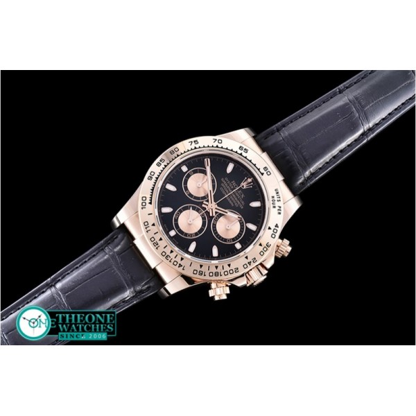 Rolex - Daytona 18K RG Wrp RG/LE Blk Stk BP A7750 Mod4130