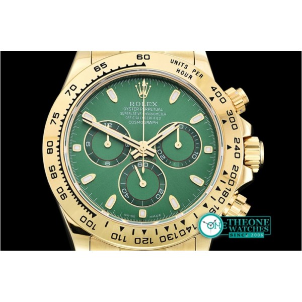 Rolex - Daytona 18K YG Wrp YG/YG Grn Stk BP A7750 Mod4130