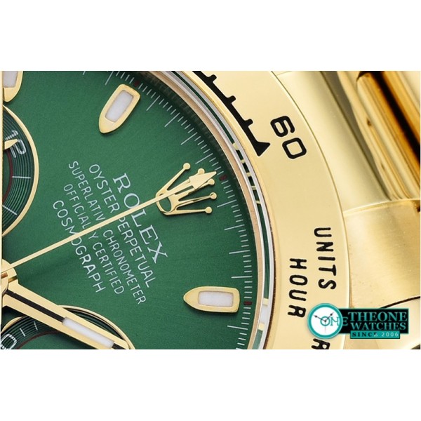 Rolex - Daytona 18K YG Wrp YG/YG Grn Stk BP A7750 Mod4130