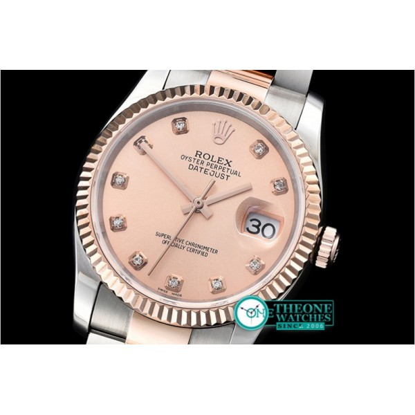 Rolex - DateJust Mens RG/SS Rose Gold Diams BP Swiss 2836