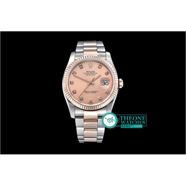 Rolex - DateJust Mens RG/SS Rose Gold Diams BP Swiss 2836