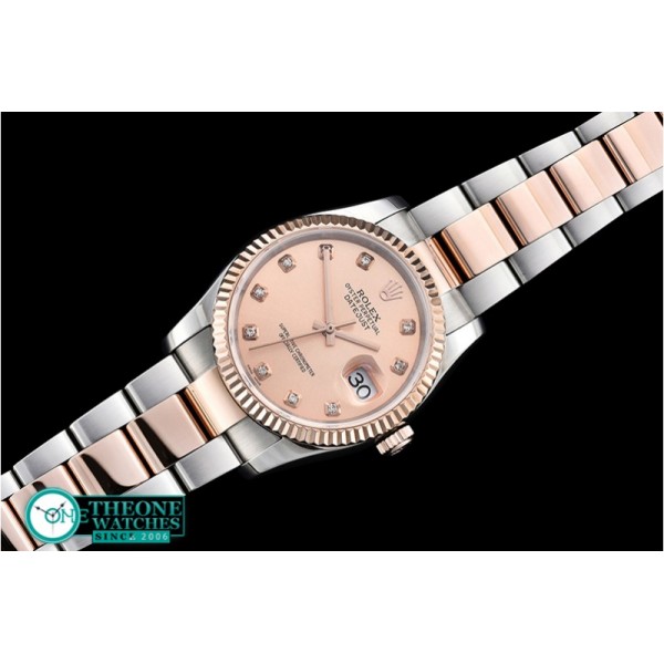 Rolex - DateJust Mens RG/SS Rose Gold Diams BP Swiss 2836