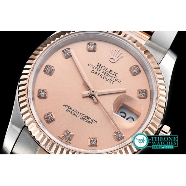 Rolex - DateJust Mens RG/SS Rose Gold Diams BP Swiss 2836