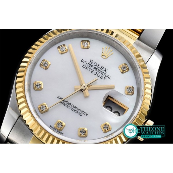 Rolex - DateJust Mens YG/SS White MOP Diams BP Swiss 2836