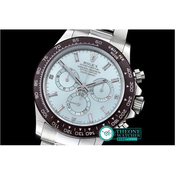 Rolex - Daytona Plat. Diam Cer SS/SS Ice Blue BP A7750 Mod