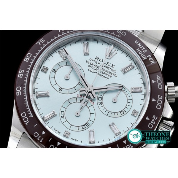 Rolex - Daytona Plat. Diam Cer SS/SS Ice Blue BP A7750 Mod