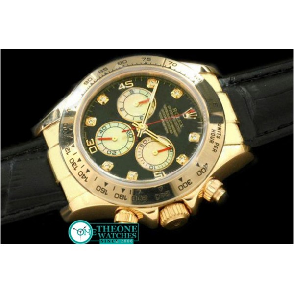 Rolex - 2011 YG/LE Blk/Wht Diam A-7750 Sec@6 28800