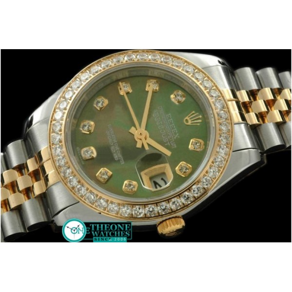 Rolex - SS/YG Jubilee MOP Green Diamond Swiss Eta 2671-2