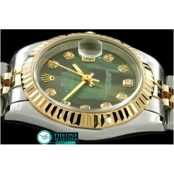 Rolex - SS/YG Jubilee MOP Green Diamond Swiss Eta 2671-2