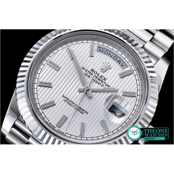 Rolex - DayDate 40mm SS/SS White Tux Fluted Noob A3255 Mod