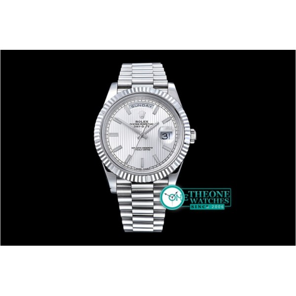 Rolex - DayDate 40mm SS/SS White Tux Fluted Noob A3255 Mod