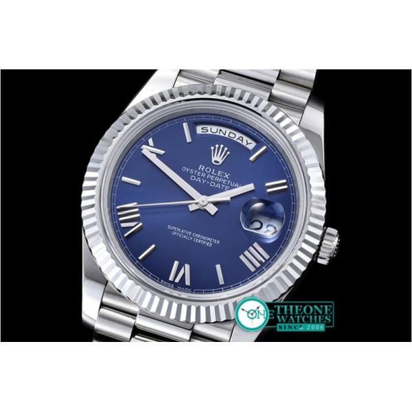 Rolex - DayDate 40mm SS/SS Blue Roman Fluted Noob A3255 Mod