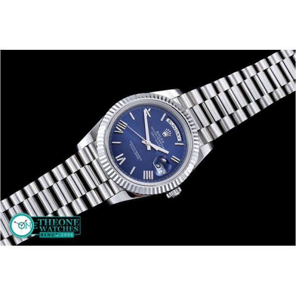 Rolex - DayDate 40mm SS/SS Blue Roman Fluted Noob A3255 Mod