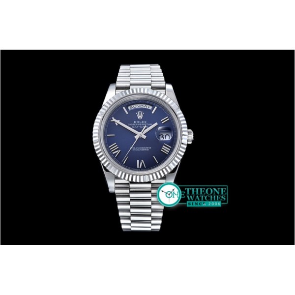 Rolex - DayDate 40mm SS/SS Blue Roman Fluted Noob A3255 Mod