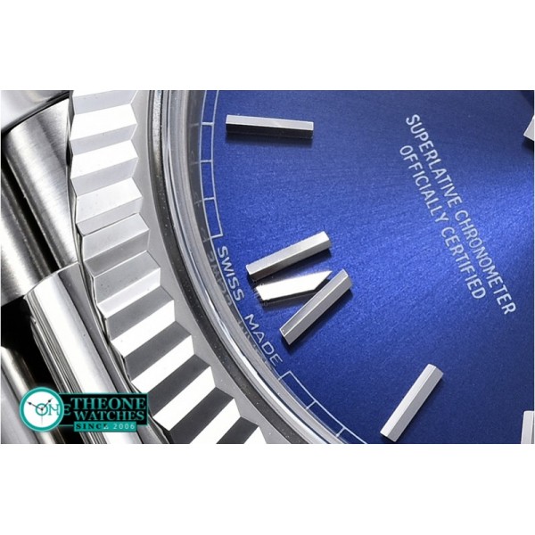 Rolex - DayDate 40mm SS/SS Blue Roman Fluted Noob A3255 Mod