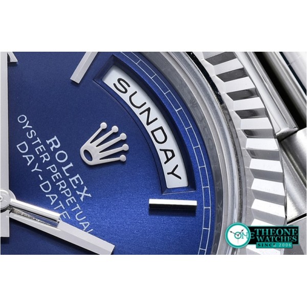 Rolex - DayDate 40mm SS/SS Blue Roman Fluted Noob A3255 Mod