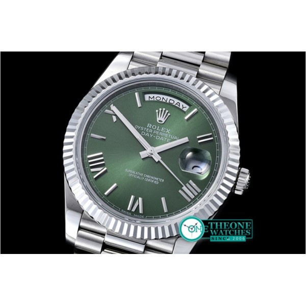 Rolex - DayDate 40mm SS/SS Green Roman Fluted Noob A3255 Mod