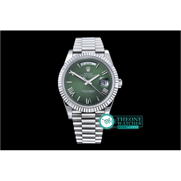 Rolex - DayDate 40mm SS/SS Green Roman Fluted Noob A3255 Mod