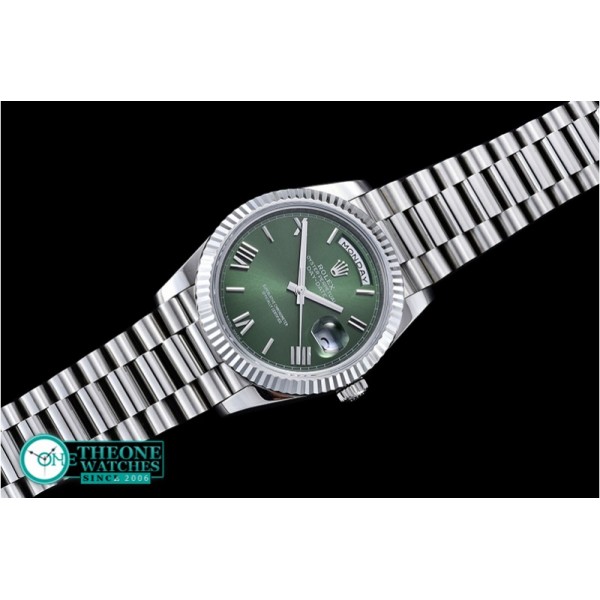 Rolex - DayDate 40mm SS/SS Green Roman Fluted Noob A3255 Mod