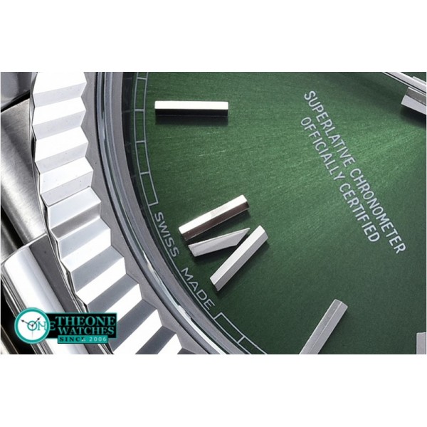 Rolex - DayDate 40mm SS/SS Green Roman Fluted Noob A3255 Mod