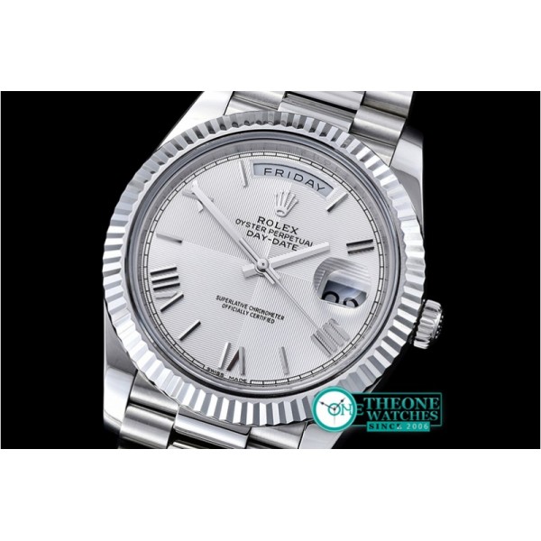 Rolex - DayDate 40mm SS/SS White Roman Fluted Noob A3255 Mod