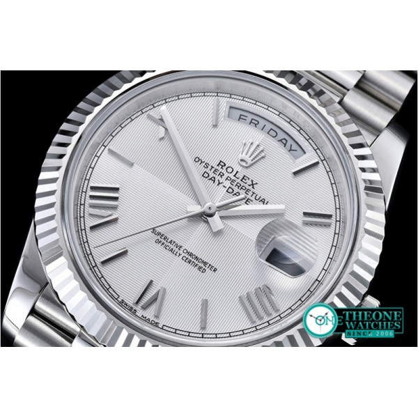 Rolex - DayDate 40mm SS/SS White Roman Fluted Noob A3255 Mod