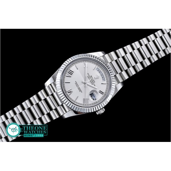 Rolex - DayDate 40mm SS/SS White Roman Fluted Noob A3255 Mod