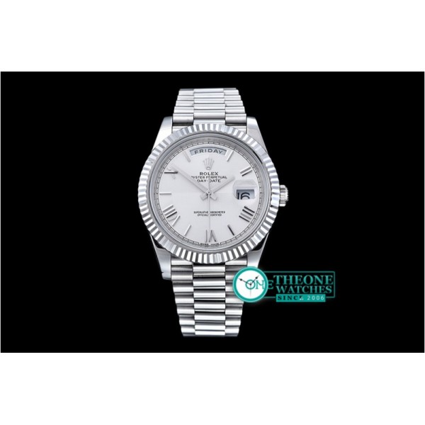 Rolex - DayDate 40mm SS/SS White Roman Fluted Noob A3255 Mod