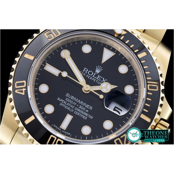 Rolex - Submariner 116618 YG/YG Black BP Ult A3135 Mod