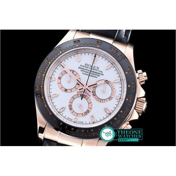 Rolex - Daytona Ref.116515 RG/LE White Stk Noob A7750 Mod