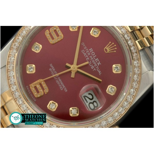 Rolex - SS/YG Jubilee Red Diam 2836