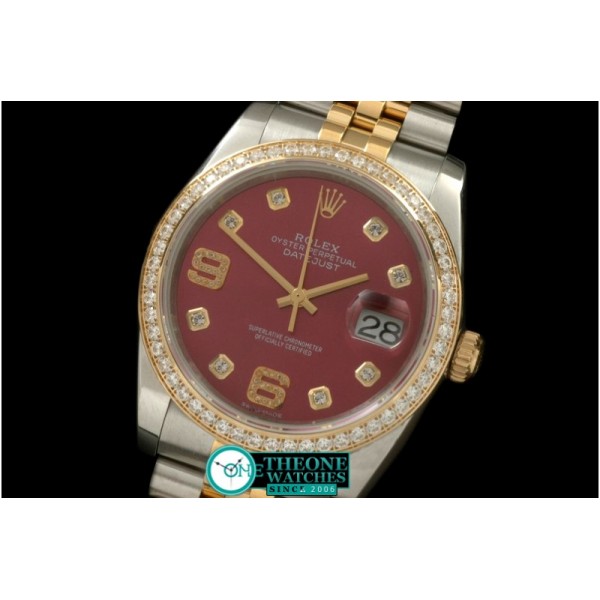 Rolex - SS/YG Jubilee Red Diam 2836