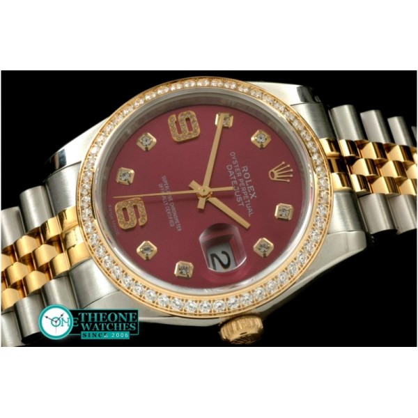 Rolex - SS/YG Jubilee Red Diam 2836