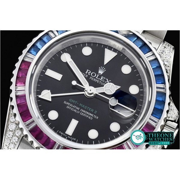 Rolex - GMT II Red/Blue Rubies SS/SS Blk BP A3186 Mod