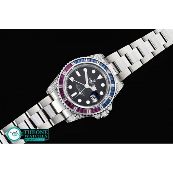 Rolex - GMT II Red/Blue Rubies SS/SS Blk BP A3186 Mod