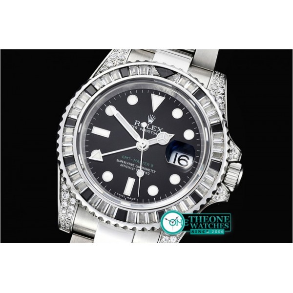 Rolex - GMT II Black/Wht Rubies SS/SS Blk BP A3186 Mod