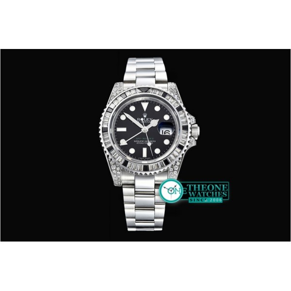 Rolex - GMT II Black/Wht Rubies SS/SS Blk BP A3186 Mod