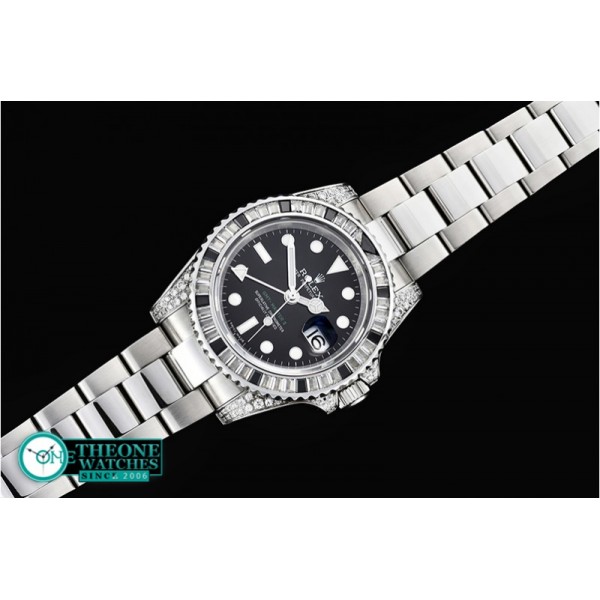 Rolex - GMT II Black/Wht Rubies SS/SS Blk BP A3186 Mod