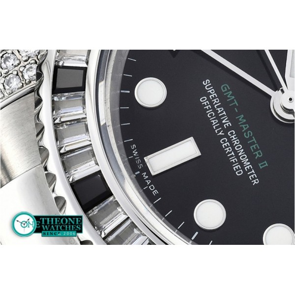 Rolex - GMT II Black/Wht Rubies SS/SS Blk BP A3186 Mod