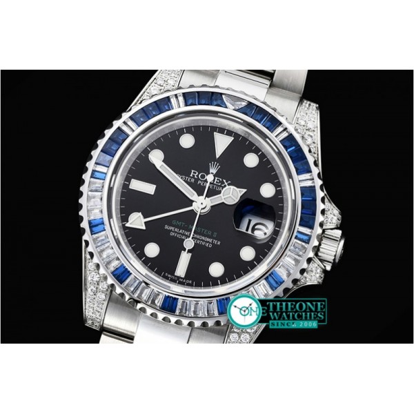 Rolex - GMT II Blue/Wht Rubies SS/SS Blk BP A3186 Mod